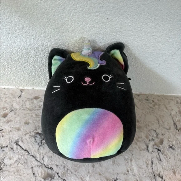 NWOT Squishmallows Black and Rainbow Cat Unicorn Plush - Picture 4 of 8